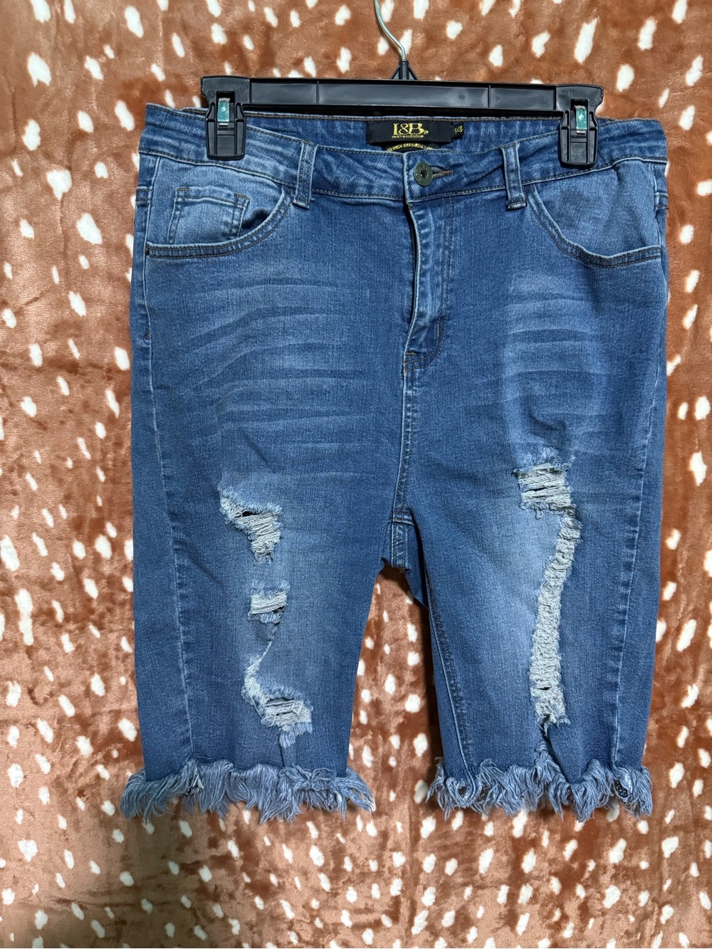L&B Women's Distressed Blue Denim Bermuda Shorts